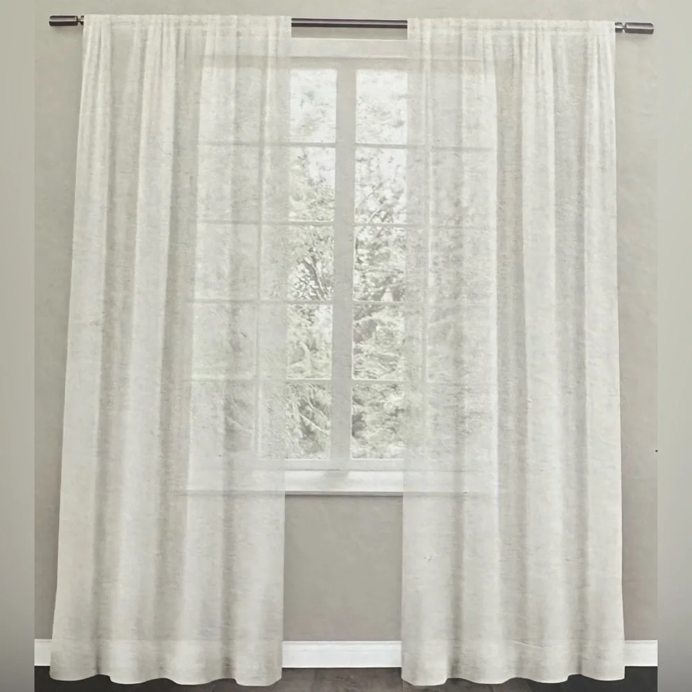 🎁Design Decor 2 Rod Pocket Panels - 38” x 108” - Belgian Snowflake - DD169E